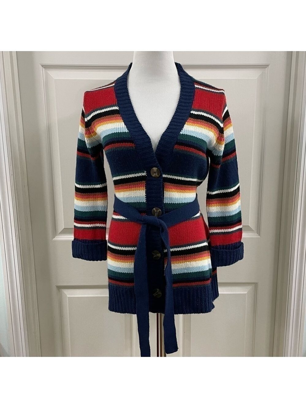 Allison Brittney Striped Knit Cardigan - Size Medium